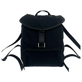 Zaino in nylon e pelle con logo Gucci impresso Nero