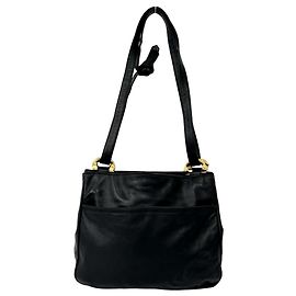 Loewe Vintage Anagram Logo Nappa Leather Shoulder Bag Black