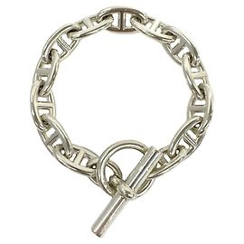Hermès Pulsera de Dijes Hermes Chaine d'Ancre GM Sterling Silver Plata