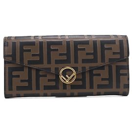 Carteira bi-fold Fendi em couro marrom Marrom