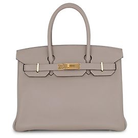 Hermès Sac à main Hermes Birkin 30 Gris Asphalt Marron