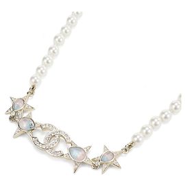 Chanel Gold Necklace with Pearl and Coco Mark Golden