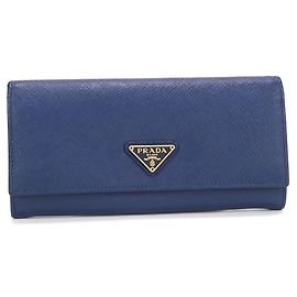 Portafoglio lungo Prada bifold in blu Blu