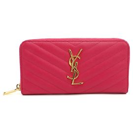 Autre Marque Saint Laurent Pink Long Wallet Pink
