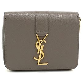 Autre Marque Saint Laurent Bi-fold Geldbörse Grau Braun