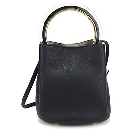 Marni 2-Way Leather Handbag Black Black