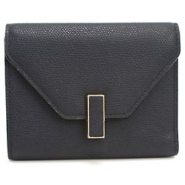 Portafoglio tri-fold Valextra Iside in Navy Blu navy