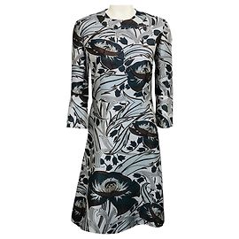 Marni Light Blue / Grey Multi Floral Printed Flared Midi Dress Multiple colors