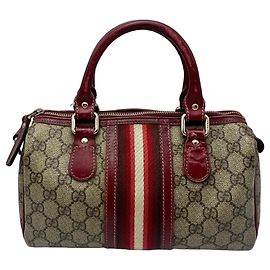 Bolso Boston Gucci Monogram GG Supreme Castaño Blanco Roja
