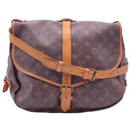 Louis Vuitton Borsa a tracolla Saumur 35 vintage in tessuto marrone Marrone