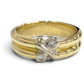 Autre Marque Tiffany Signature Ring in White and Yellow Gold Golden