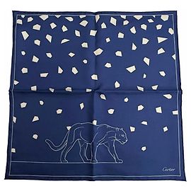 Lenço de seda Panthère Cartier Azul marinho
