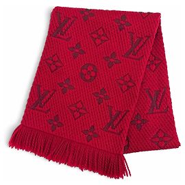 Stole à franges Monogram Ruby Louis Vuitton Rouge