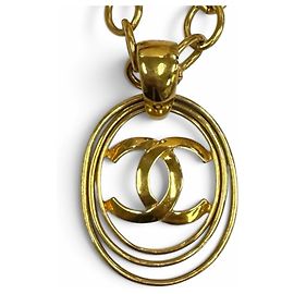 Colar de corrente dourada Chanel Vintage 95P Coco Mark Dourado