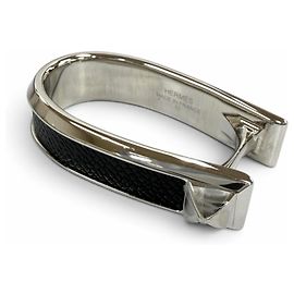 Hermès Anillo Hermes Jocchetto de banda doble Negro Plata