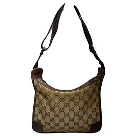 Bolsa Gucci Square em lona GG Supreme - Castanho Marrom