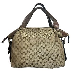 Gucci Bamboo Bar Tote Borsa Monogram Beige/Marrone Marrone Beige