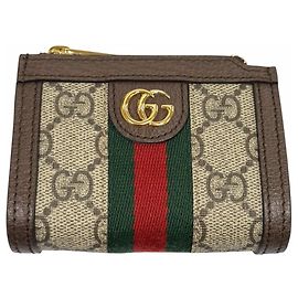 Gucci GG Marmont Ophidia Supreme Coin Case Brown Beige