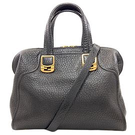 Fendi Chameleon 2-Way Tote Bag aus schwarzem Kalbsleder Schwarz
