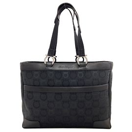 Salvatore Ferragamo Gancini Hardware Tote Bag Black