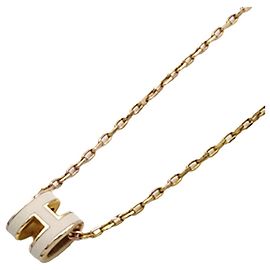 Hermès Hermes HERMES Pop H Halskette für Damen Weiß Golden