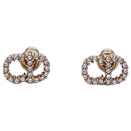 Pendientes Christian Dior Gold Rhinestone Dorado