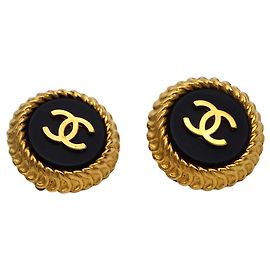 Brincos Chanel em metal preto e dourado Preto Dourado