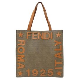 Sac à main cabas Fendi marron et kaki Marron Kaki