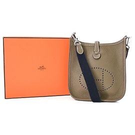 Hermès Borsa a tracolla Mini Hermes Evelyne TPM Grigio Taupe