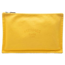 Hermès Yellow Cotton Bain Yachting Flat Pouch Yellow