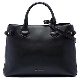 Burberry Black Medium Leather and House Check Banner Satchel Black