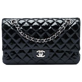 Chanel Black Medium Classic Patent Double Flap Nero