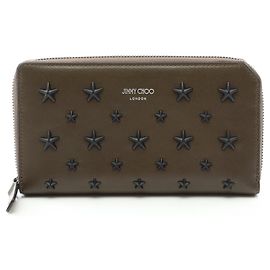 Jimmy Choo Carnaby Star Studded Long Wallet Khaki