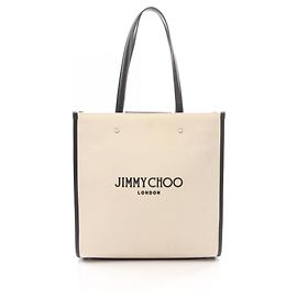 Sac cabas logo Jimmy Choo Noir Écru