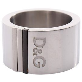 Dolce & Gabbana D&G Logo Ring Schwarz Silber