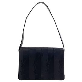 Yves Saint Laurent Logo Stripe Shoulder Bag Black