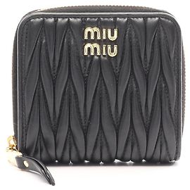 Miu Miu Black Matelasse Bi-fold Wallet Black