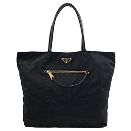 Bolso Tote Prada BR4354 con logo hardware Negro