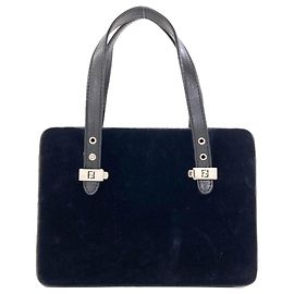 Borsa Fendi Logo in camoscio Nero