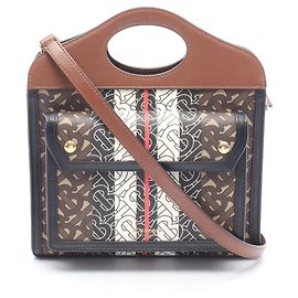 Bolsa Mini Pocket Burberry Marrom Preto Multicor