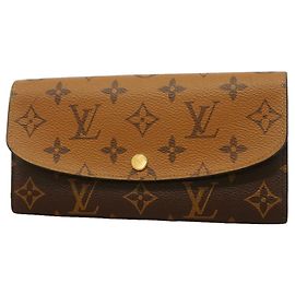 Louis Vuitton Monogram Reverse Portefeuille Emilie Long Wallet Castaño