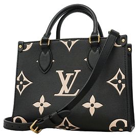 mala Louis Vuitton Monogram Empreinte Bicolor OnTheGo PM Preto Bege