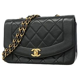 Bolsa de Ombro Chanel Diana com Corrente Preto