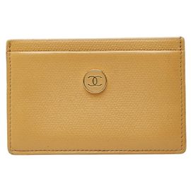 Chanel Coco Mark Beige Leather Business Card Holder Beige