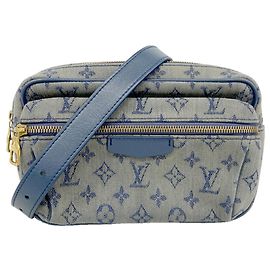 Sac banane Louis Vuitton Monogram Denim Bleu Marine