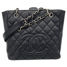 Chanel Black Grained Calfskin Tote Bag Black