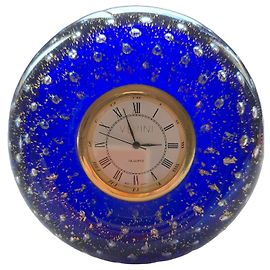 Autre Marque Venini 98 Balloton Relógio em Vidro de Murano Azul Cobalto Azul Dourado