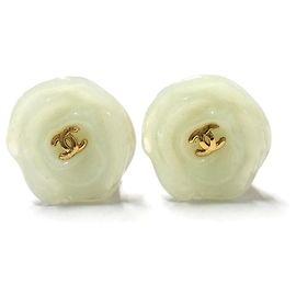 Pendientes de clip Chanel CHANEL 02P Camellia Coco Mark Dorado Verde