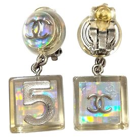 Brincos Chanel CHANEL 97P No.5 Cube Coco Mark Prata Outro