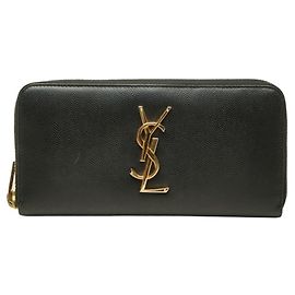 Autre Marque Saint Laurent Black Leather Long Wallet Black